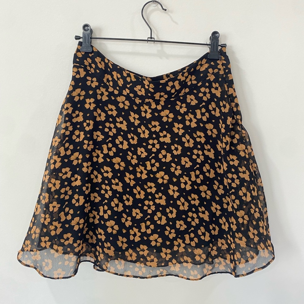 Leopard floral mini skirt